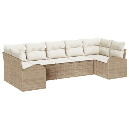 Havesofa Sæt 7 stk. Beige og hvid polyrattan