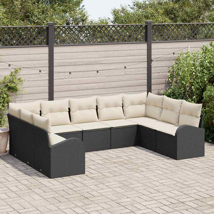 Havesofa Sæt 9 stk. Sort og Hvid polyrattan