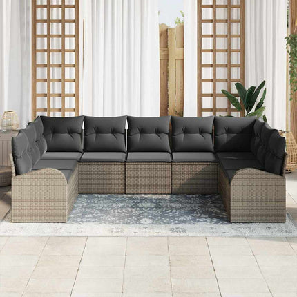 Havesofa Sæt 9 stk. Grå polyrattan