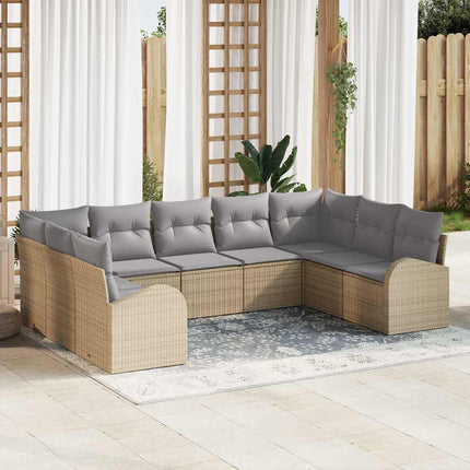 Havesofa Sæt 9 stk. Beige og lys grå polyrattan