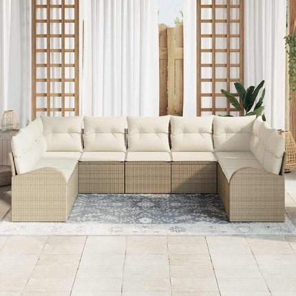 Havesofa Sæt 9 stk. Beige og hvid polyrattan