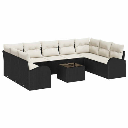 Havesofa Sæt 10 stk. Sort og Hvid polyrattan