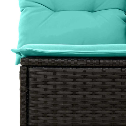 Havesofa Sæt 10 stk. Sort og turkis polyrattan