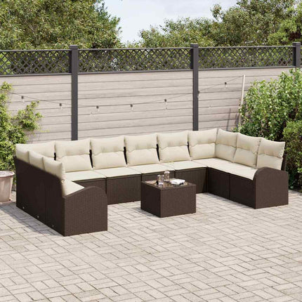 Havesofa Sæt 11 stk. Brun og Creme polyrattan