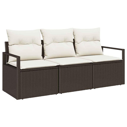 Havesofa Sæt 3 stk. Brun og hvid polyrattan