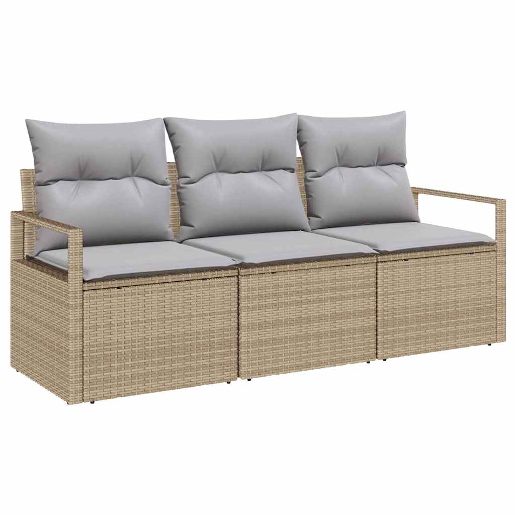 Havesofa Sæt med pude med opbevaring 3 pcs Beige og lys grå