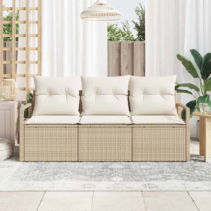 Havesofa Sæt 3 stk. Beige og hvid polyrattan