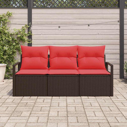Havesofa Sæt 3 stk. Brun og Rød polyrattan