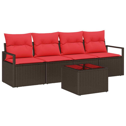 Sofa Sæt 5 stk. 4-Antal sæder Beige og Rød polyrattan