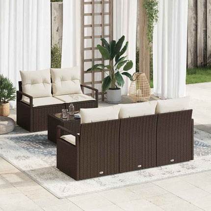 Havesofa Sæt 6 stk. 5-Antal sæder Brun og Creme polyrattan