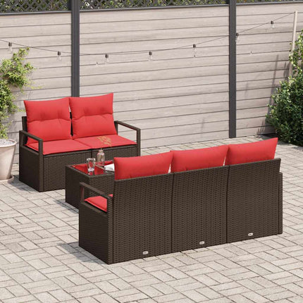 Havesofa Sæt 6 stk. 5-Antal sæder Beige og Rød polyrattan