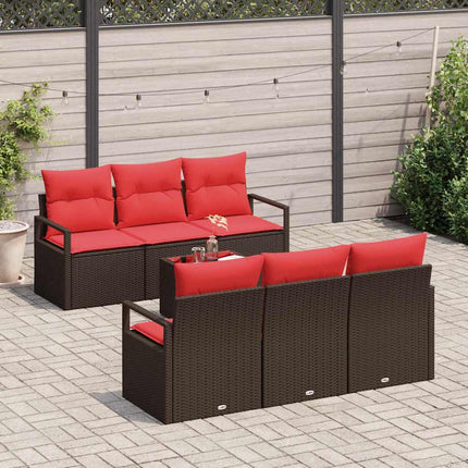 Havesofa Sæt 7 stk. 6-Antal sæder Beige og Rød polyrattan