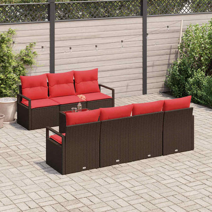 Havesofa Sæt 8 stk. 7-Antal sæder Beige og Rød polyrattan