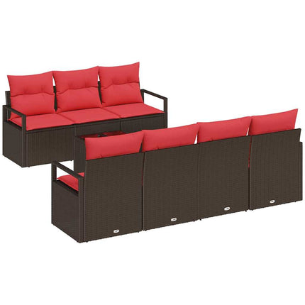 Havesofa Sæt 8 stk. 7-Antal sæder Beige og Rød polyrattan