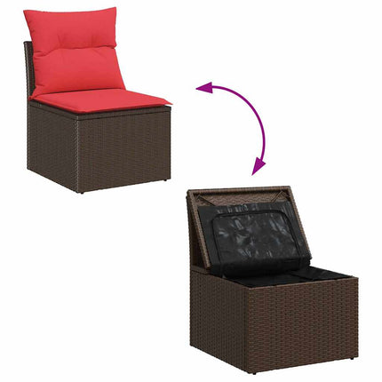 Havesofa Sæt 8 stk. 7-Antal sæder Beige og Rød polyrattan