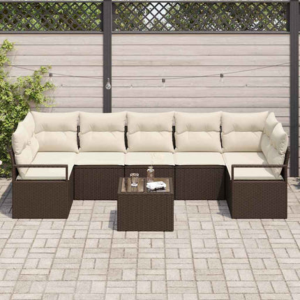 Havesofa Sæt 8 stk. 7-Antal sæder Brun og Creme polyrattan