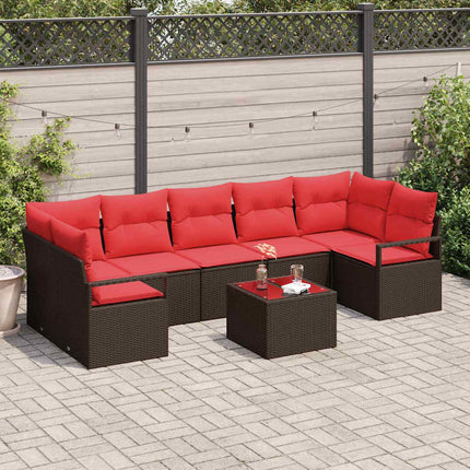 Havesofa Sæt 8 stk. 7-Antal sæder Beige og Rød polyrattan