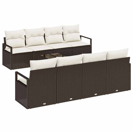 Havesofa Sæt 9 stk. 8-Antal sæder Brun og Creme polyrattan