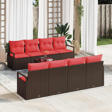 Sofa Sæt 9 stk. 8-Antal sæder Beige og Rød polyrattan