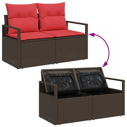 Sofa Sæt 9 stk. 8-Antal sæder Beige og Rød polyrattan