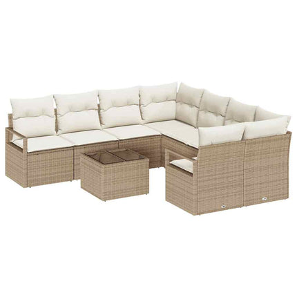 Sofa Sæt 9 stk. 8-Antal sæder Beige og creme polyrattan