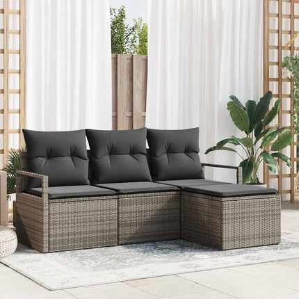 Sofa Sæt med pude med opbevaring 4 pcs Grå polyrattan