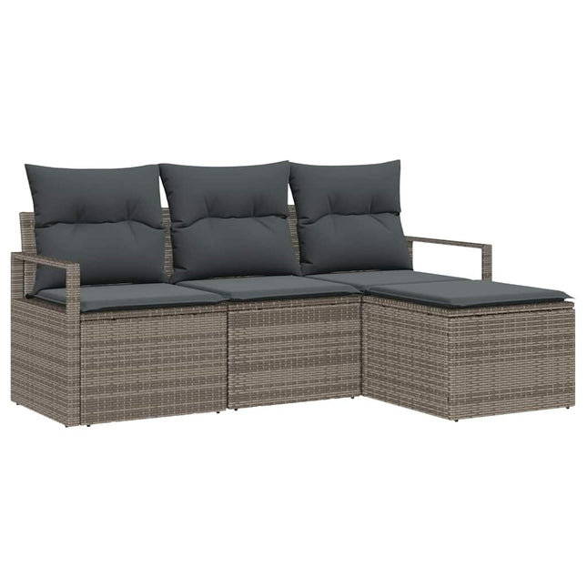 Sofa Sæt med pude med opbevaring 4 pcs Grå polyrattan
