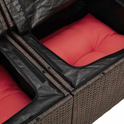 Sofa Sæt 4 stk. Brun og Rød polyrattan