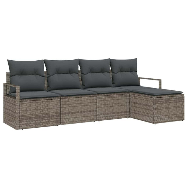Sofa Sæt med pude med opbevaring 5 pcs Grå polyrattan