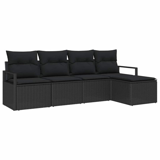 Sofa Sæt med pude med opbevaring 5 pcs Sort polyrattan