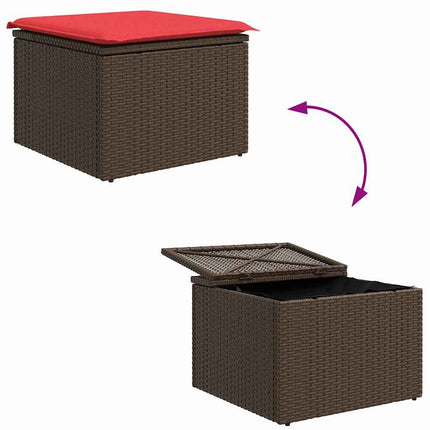 Sofa Sæt 5 stk. Brun og Rød polyrattan
