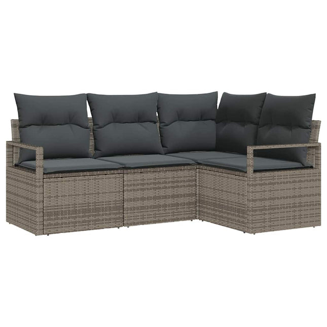 Sofa Sæt med pude med opbevaring 4 pcs Grå polyrattan