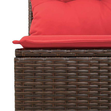 Havesofa Sæt 4 stk. Brun og Rød polyrattan