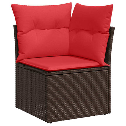 Havesofa Sæt 5 stk. Brun og Rød polyrattan