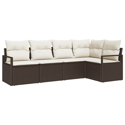 Havesofa Sæt 5 stk. Brun og hvid polyrattan