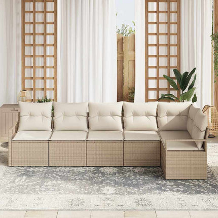 Havesofa Sæt 6 stk. Beige og hvid polyrattan