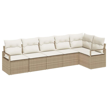 Havesofa Sæt 6 stk. Beige og hvid polyrattan