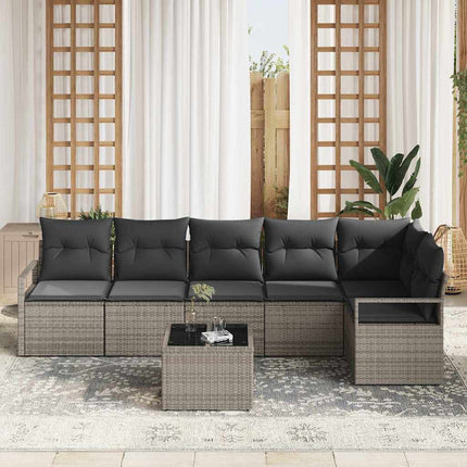 Havesofa Sæt 7 stk. Lysegrå polyrattan