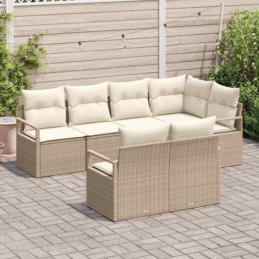 Havesofa Sæt med pude med opbevaring 7 pcs Beige og creme