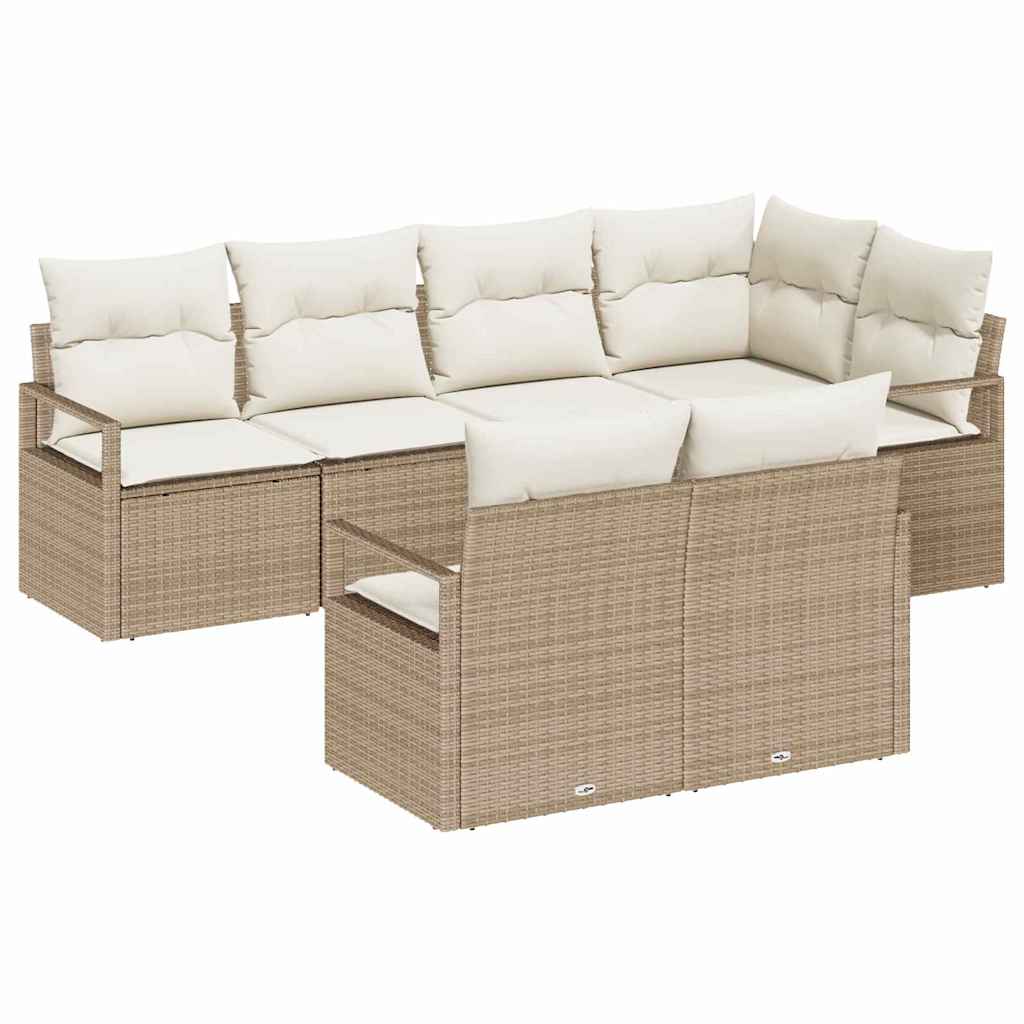 Havesofa Sæt med pude med opbevaring 7 pcs Beige og creme