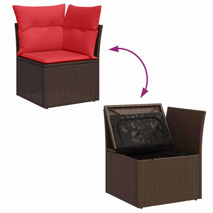 Havesofa Sæt 7 stk. Brun og Rød polyrattan
