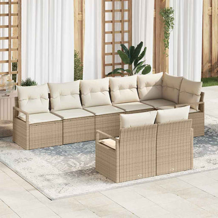 Havesofa Sæt 8 stk. Beige og hvid polyrattan