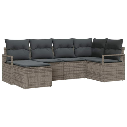 Sofa Sæt med pude med opbevaring 6 pcs Grå polyrattan