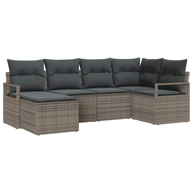 Sofa Sæt med pude med opbevaring 6 pcs Grå polyrattan