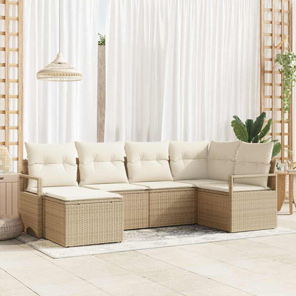 Sofa Sæt 6 stk. Beige og creme polyrattan