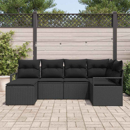 Sofa Sæt med pude med opbevaring 6 pcs Sort polyrattan