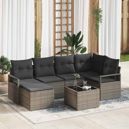 Sofa Sæt med pude med opbevaring 7 pcs Lysegrå polyrattan