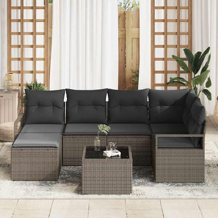 Sofa Sæt med pude med opbevaring 7 pcs Lysegrå polyrattan