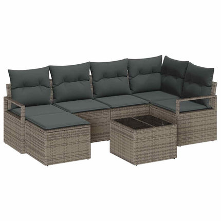 Sofa Sæt med pude med opbevaring 7 pcs Lysegrå polyrattan