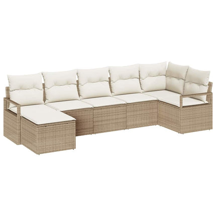 Sofa Sæt 7 stk. Beige og creme polyrattan